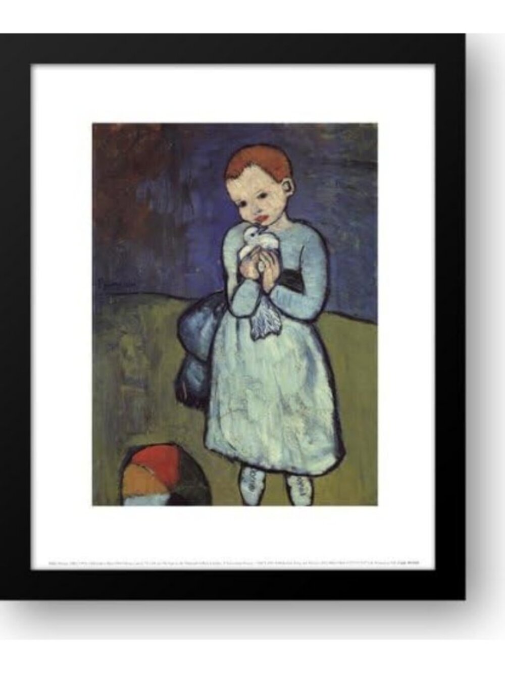 Vintage 1901 Framed Art Print of Child with Dove - Classic Wall Decor, 15x18